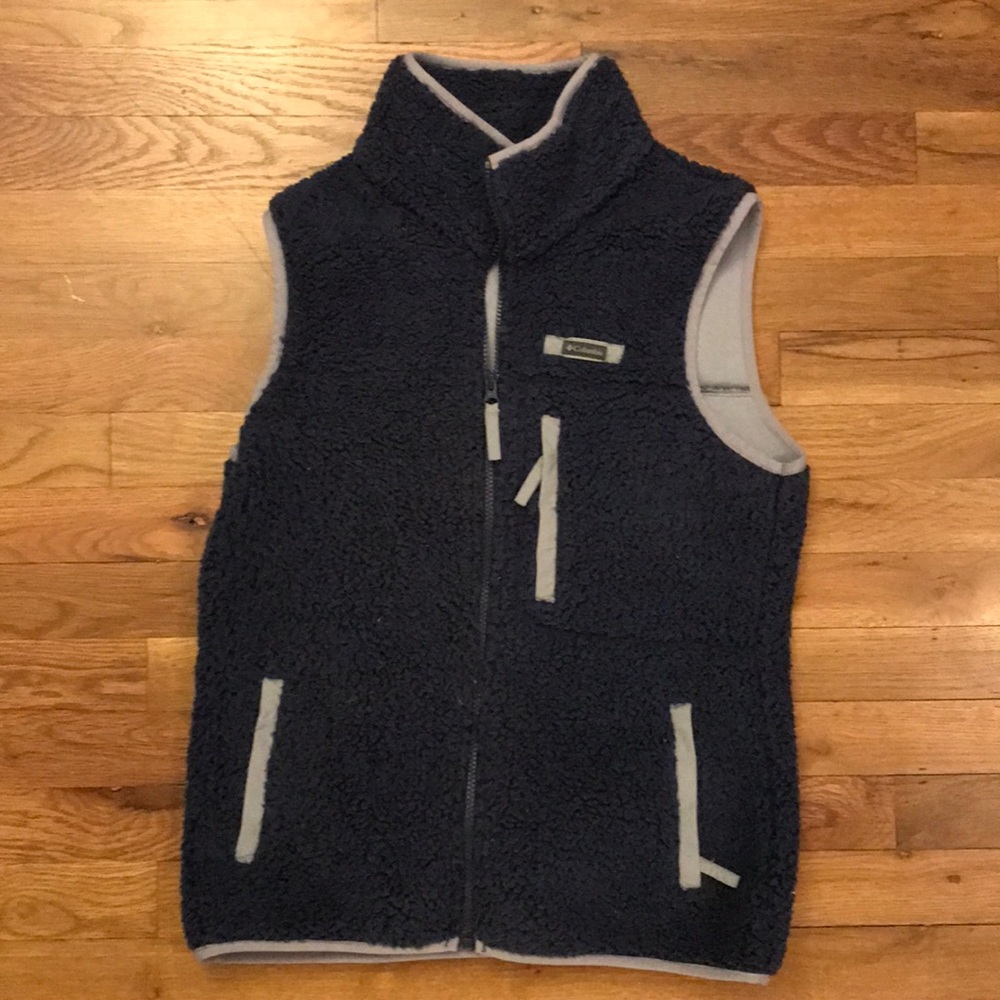 Navy Gray Columbia Fleece Zip Vest